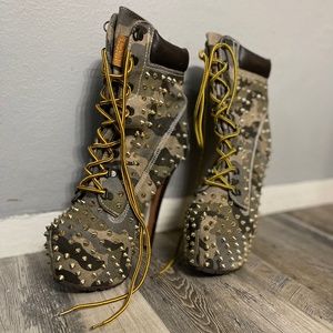 Zigi Girl Army Fatigue Stiletto Heel Boots SZ 9.5